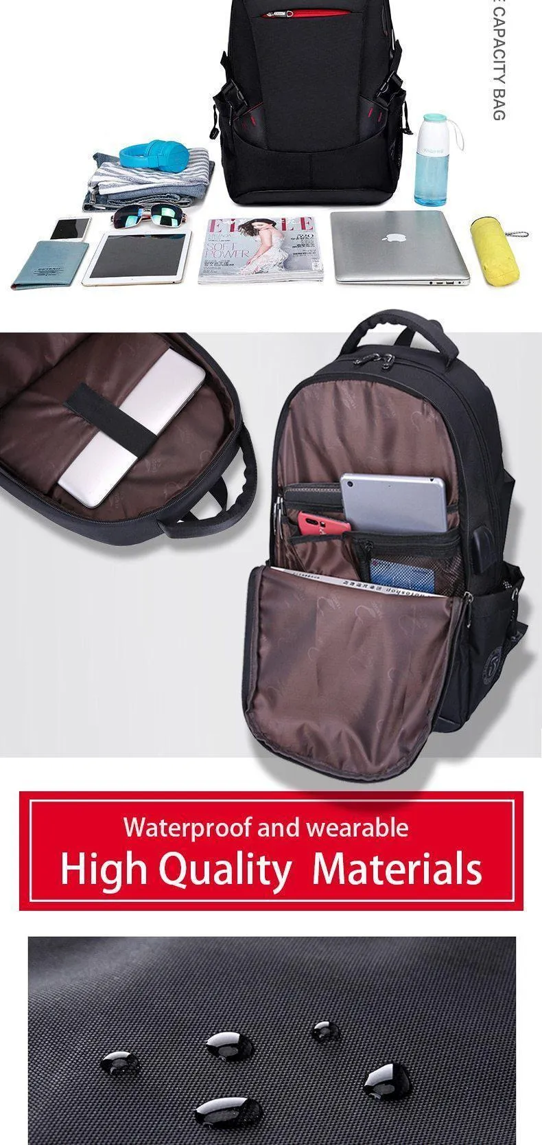 Men's Anti Theft Backpack - Large Laptops