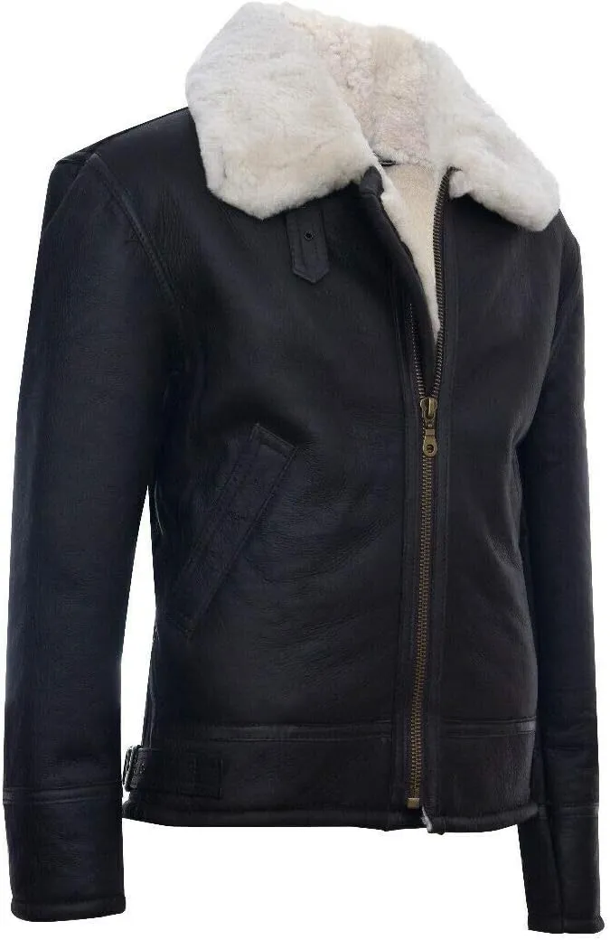 Men's B3 'Air Force' Real Shearling Sheepskin Aviator Pilot Flying Jacket