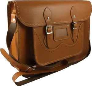 Men's Classic Handmade Leather Satchel Brogue Design 15' Black