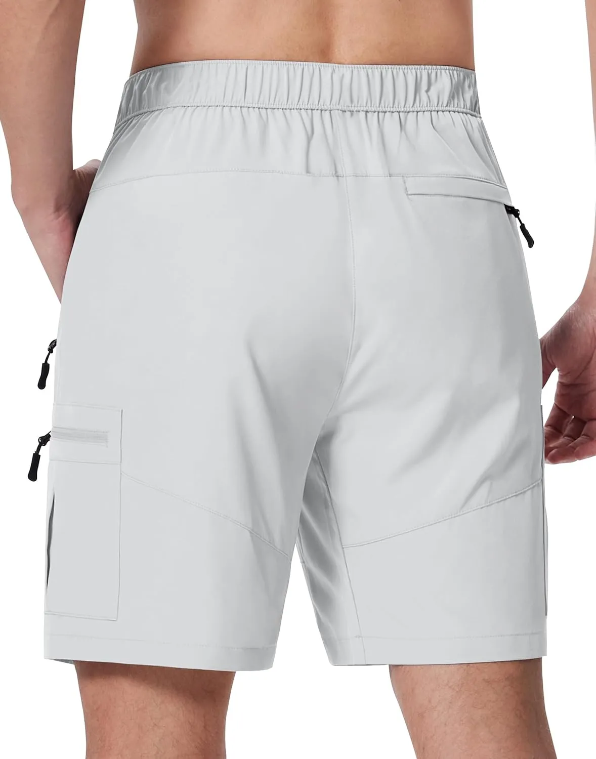 Mens Hiking Cargo Shorts with Zipper Pockets 7" Quick Dry Lightweight Drawstring Shorts for Summer Outdoor Golf Casual