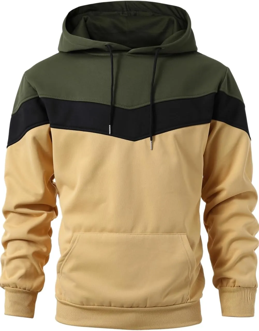 Mens Hoodie Multicolor Panel Sweatshirt Fleece Long Sleeve Sports Tops