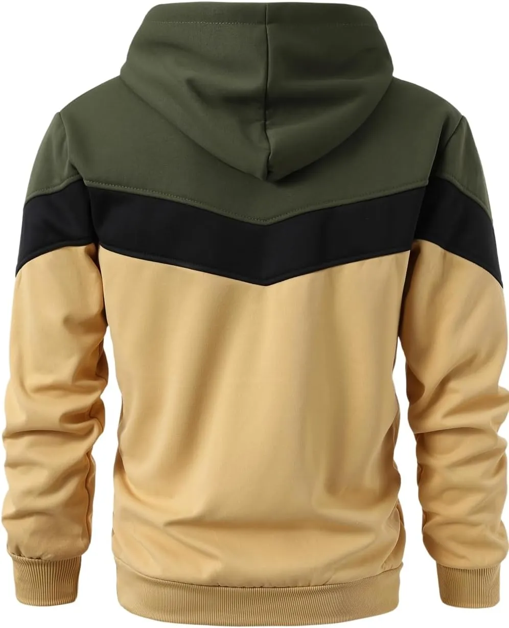 Mens Hoodie Multicolor Panel Sweatshirt Fleece Long Sleeve Sports Tops