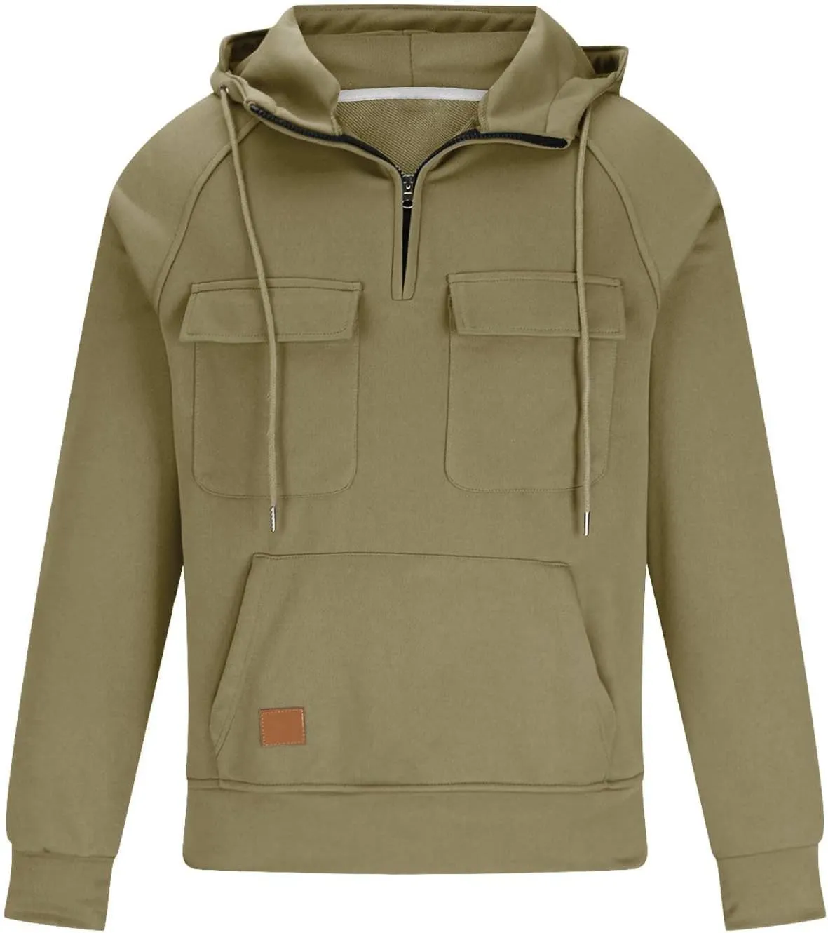 Mens Hoodies Graphic Design Quarter-Zip Drawstring Cargo Tactical Sweatshirts Fashion Long Sleeve Hooded Pullover