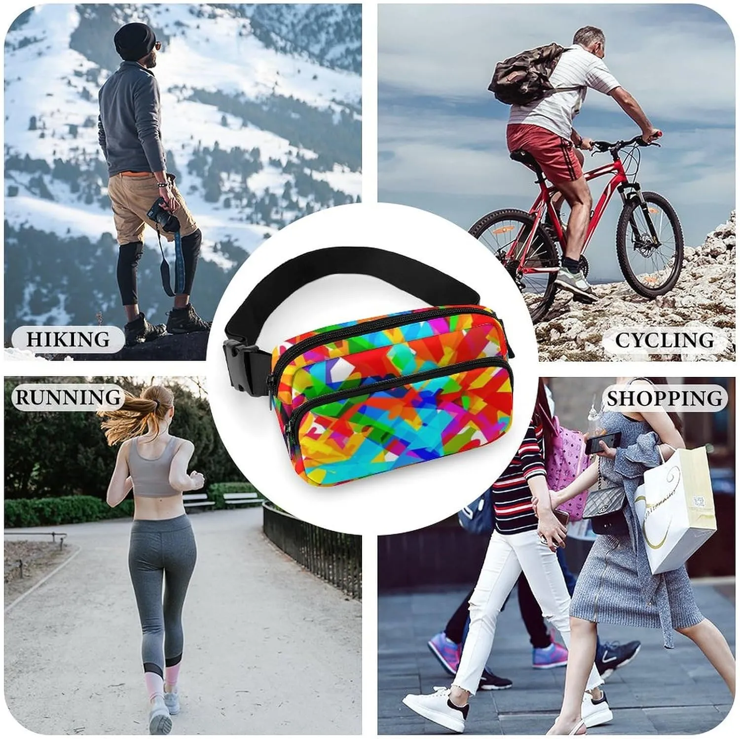 Mens Running/Hiking Waist Pack Compatible with Colorful Aircraft Airplane Pattern Crossbody Fanny Bag with Adjustable Strap