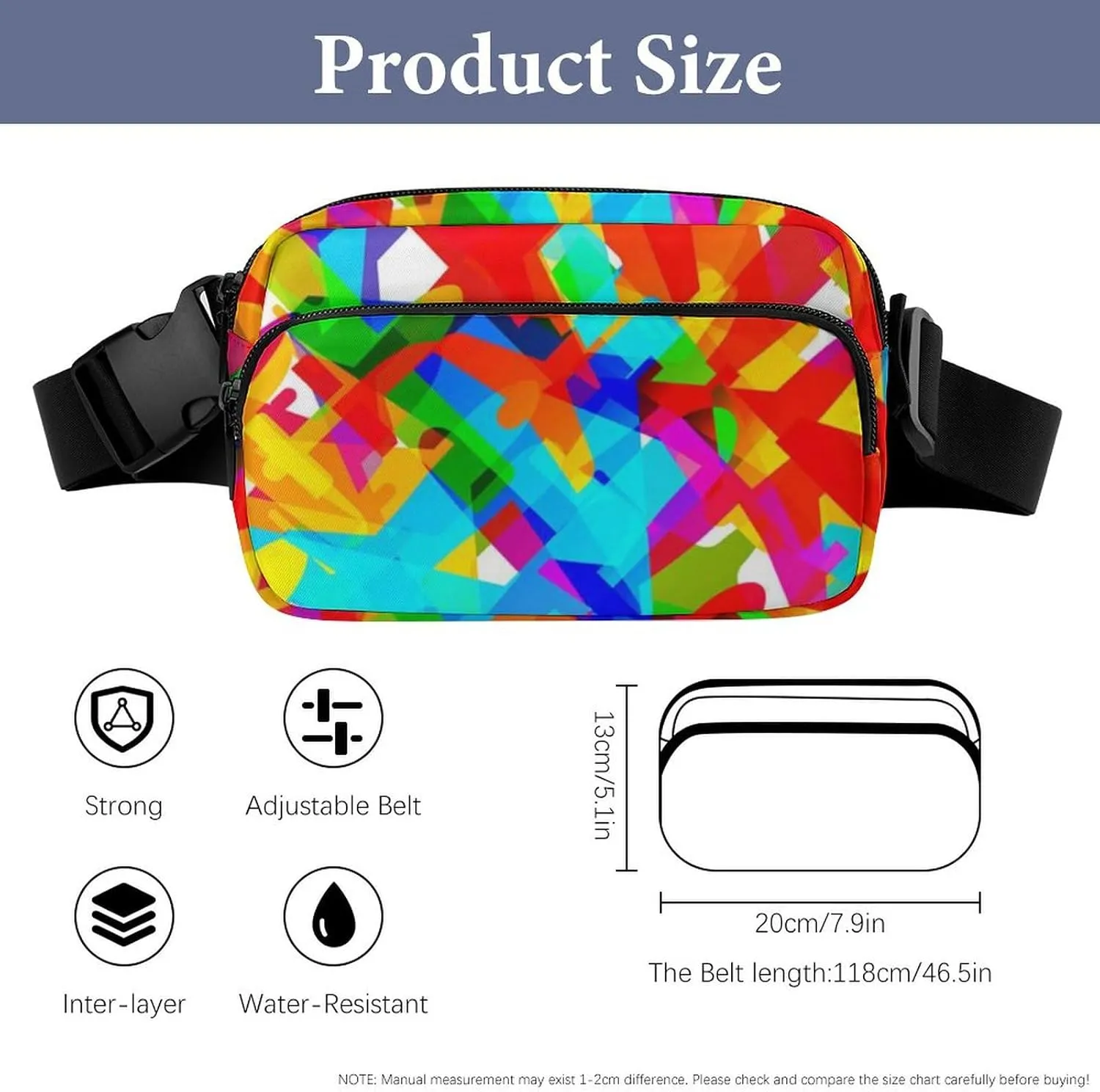 Mens Running/Hiking Waist Pack Compatible with Colorful Aircraft Airplane Pattern Crossbody Fanny Bag with Adjustable Strap