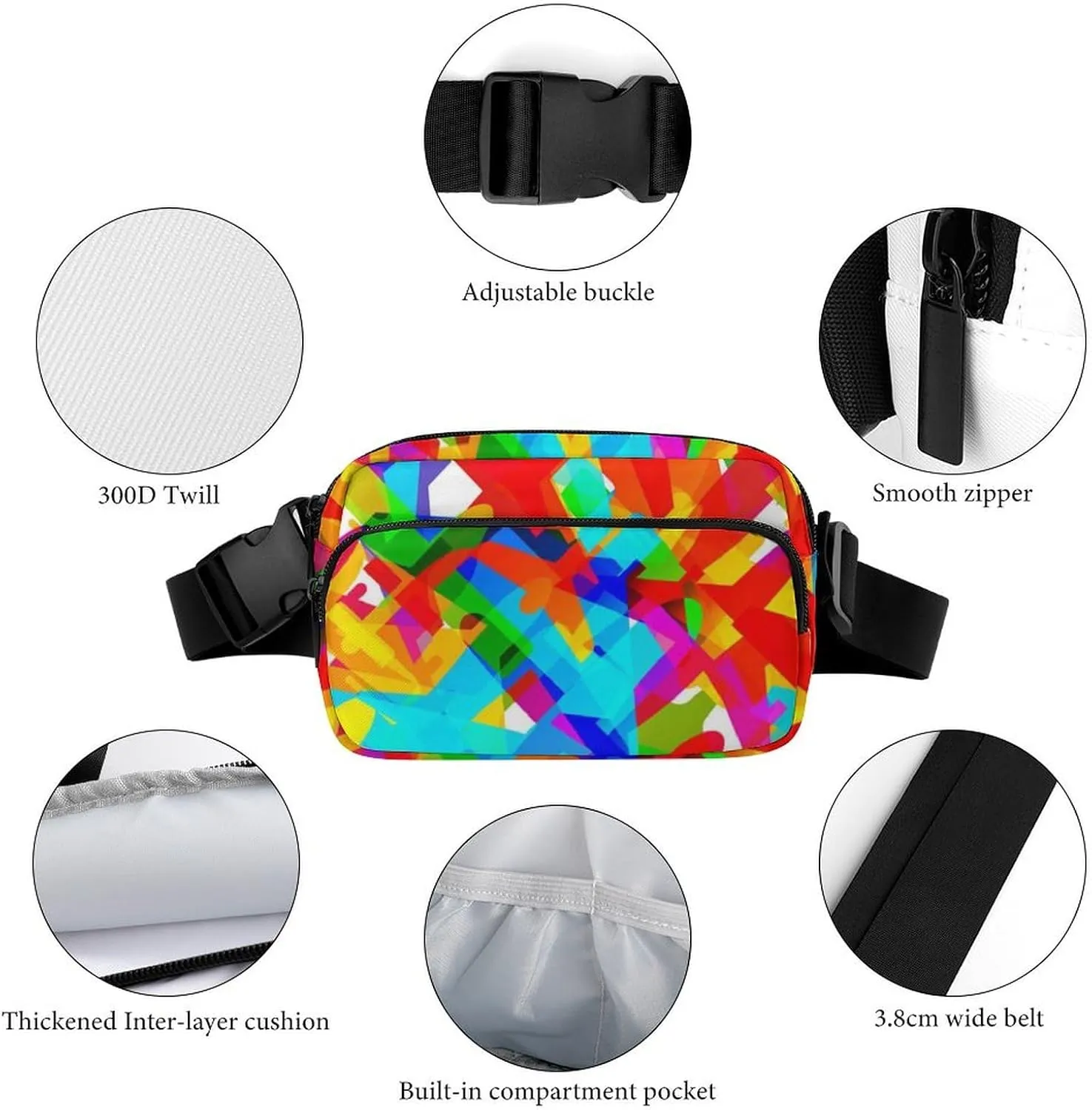 Mens Running/Hiking Waist Pack Compatible with Colorful Aircraft Airplane Pattern Crossbody Fanny Bag with Adjustable Strap
