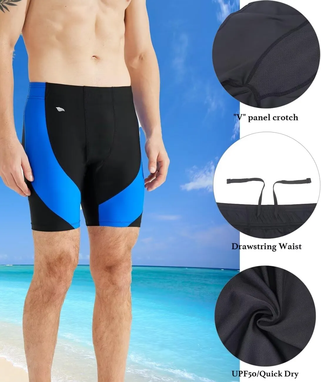 Men's Swim Jammers, Athletic Training Endurance Swimming Swimsuit Jammer Racing Competition Swimwear