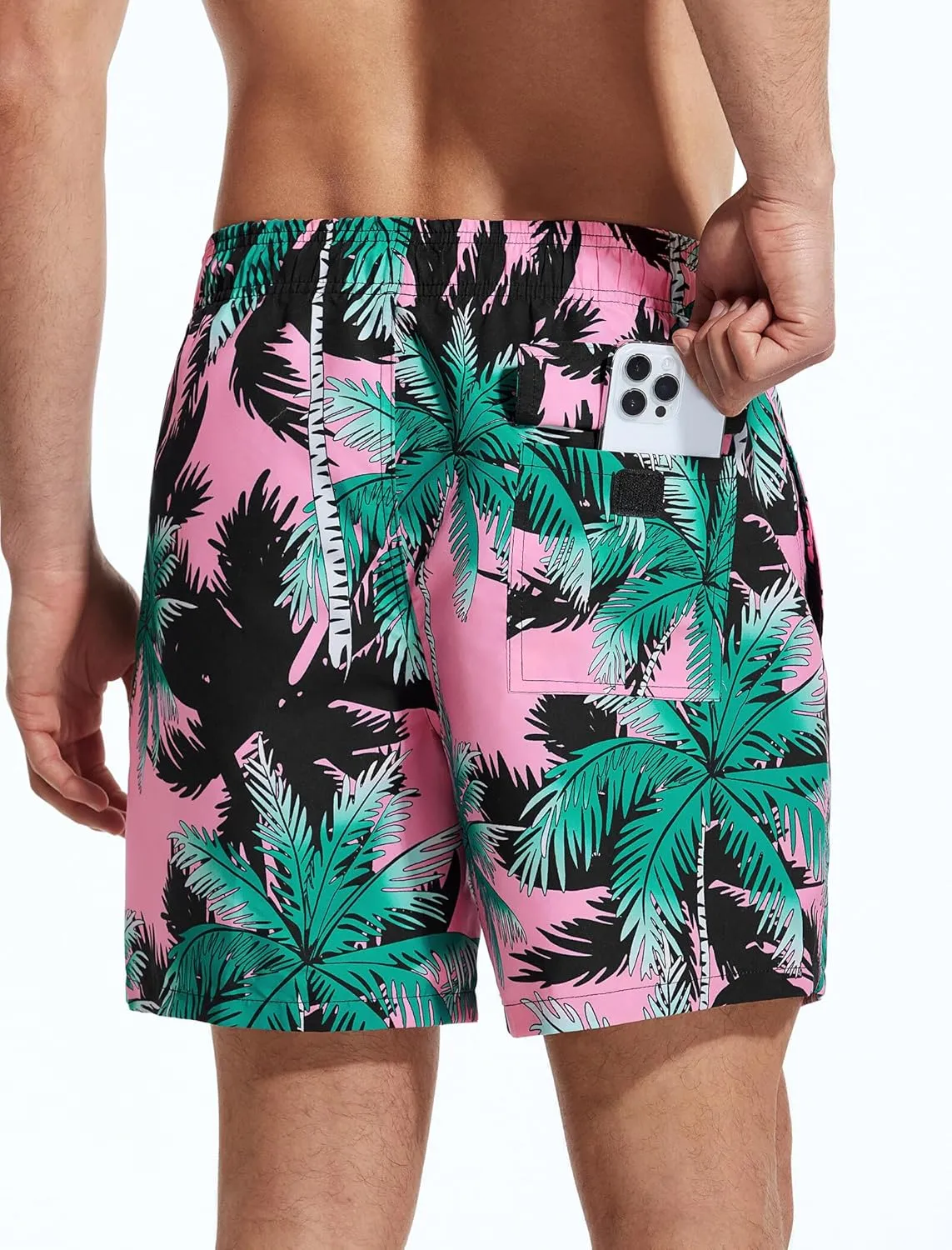 Mens Swim Trunks 6 Inch Inseam Mesh Lining Bathing Suits Quick Dry Beach Shorts Swimsuits Swimwear with Pockets