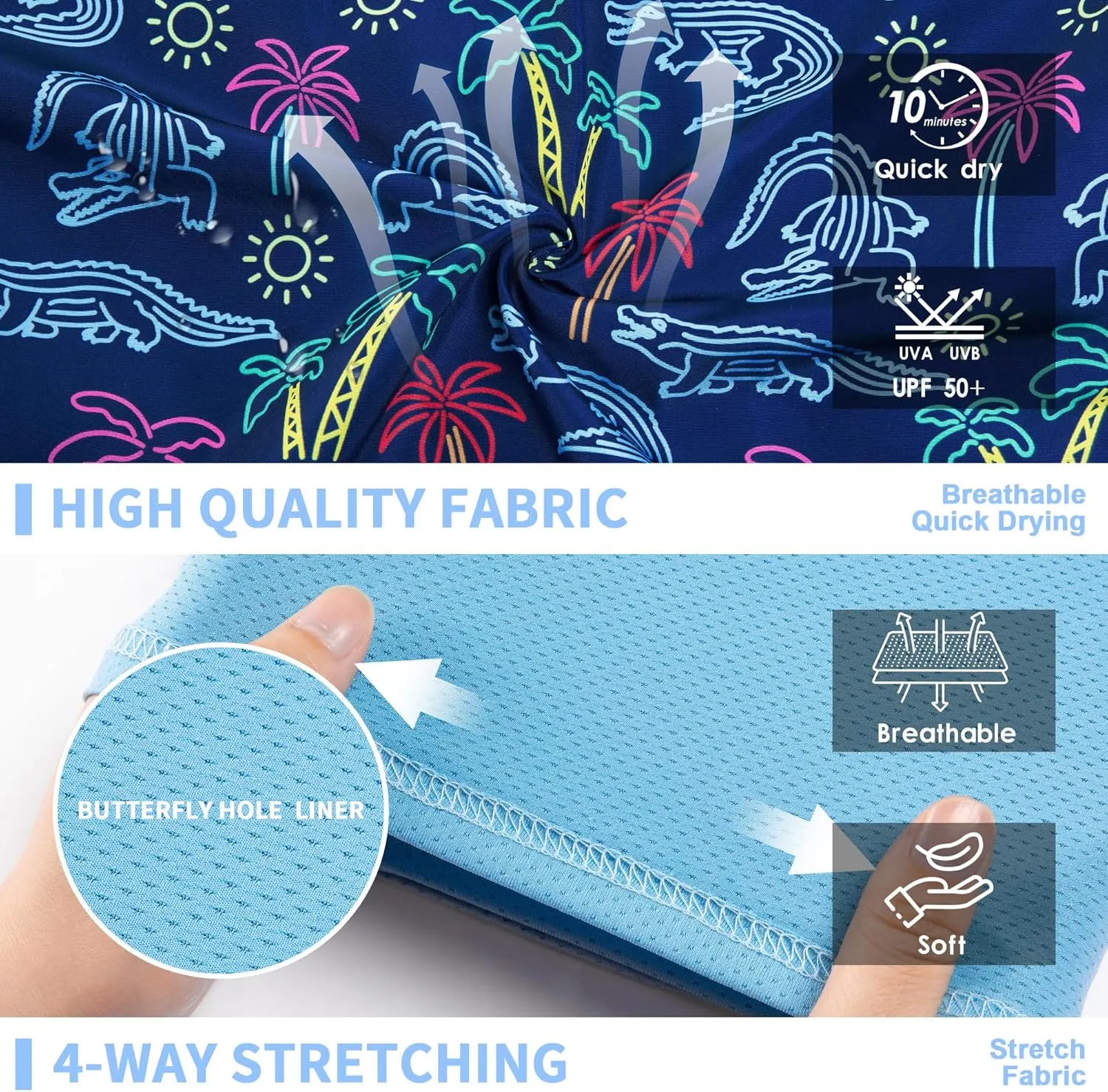 Mens Swim Trunks 9" Board Shorts with Compression Liner Swimsuit Built-in Bathing Suit Quick Dry Swimwear Zipper Pocket