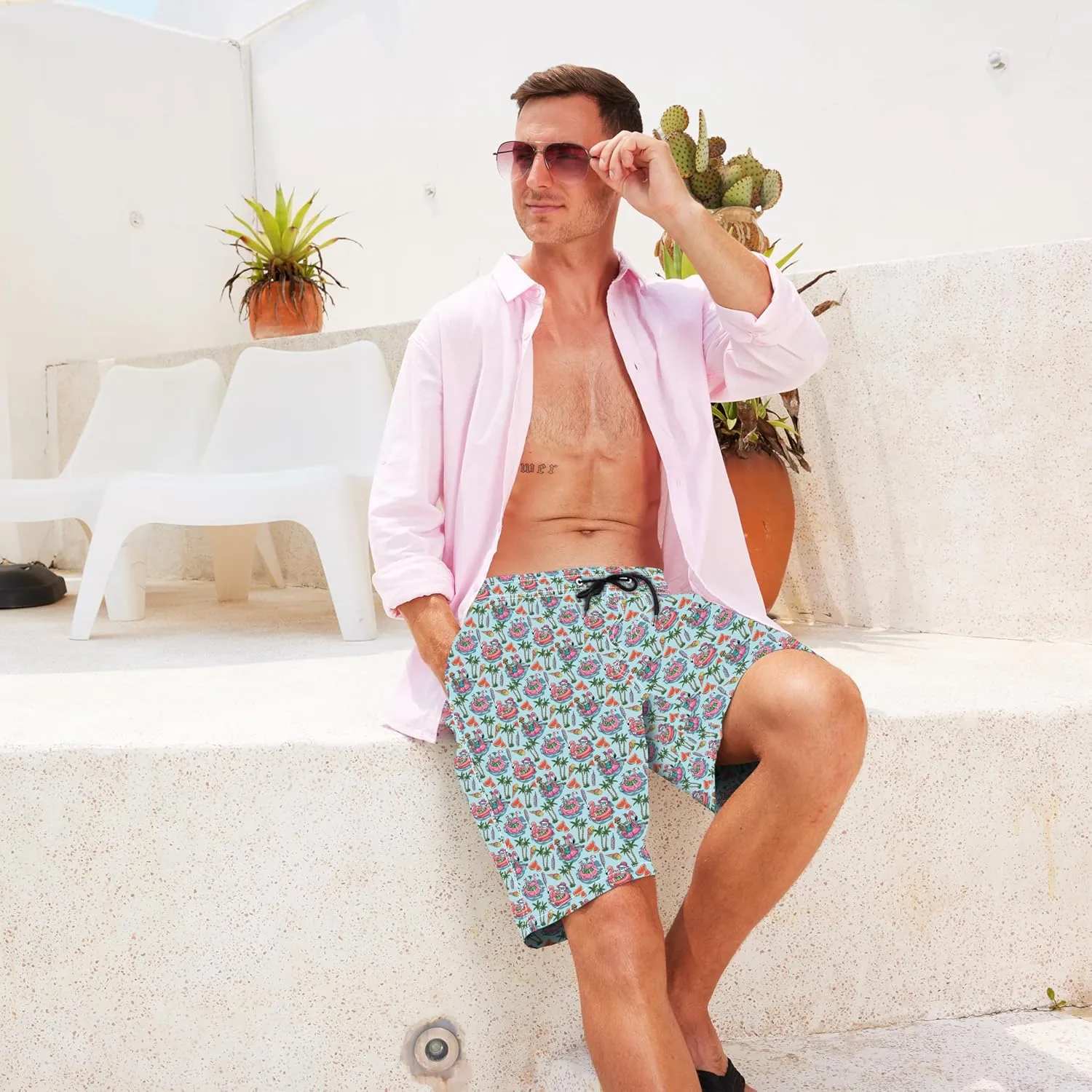 Mens Swim Trunks Quick Dry Board Shorts with Mesh Lining, Breathable Surf Beach Shorts Swimwear Bathing Suits