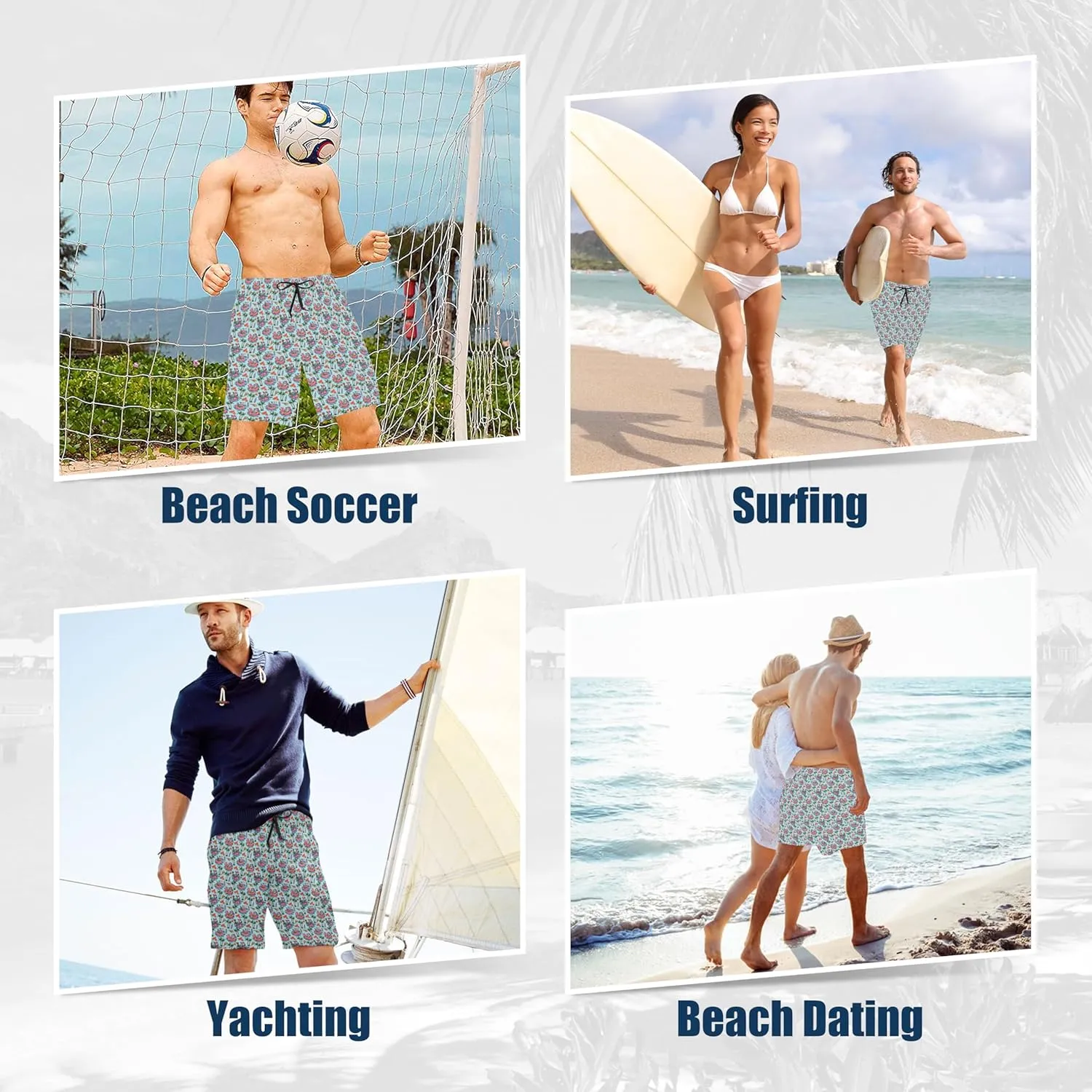 Mens Swim Trunks Quick Dry Board Shorts with Mesh Lining, Breathable Surf Beach Shorts Swimwear Bathing Suits