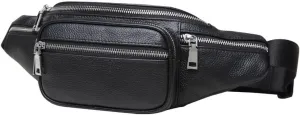 Men's Waist Bag Leather Casual Portable Phone Waist Bag Men's Leather Large Capacity Crossbody Shoulder Bag