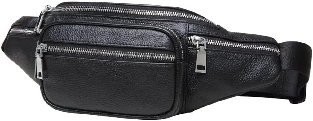 Men's Waist Bag Leather Casual Portable Phone Waist Bag Men's Leather Large Capacity Crossbody Shoulder Bag