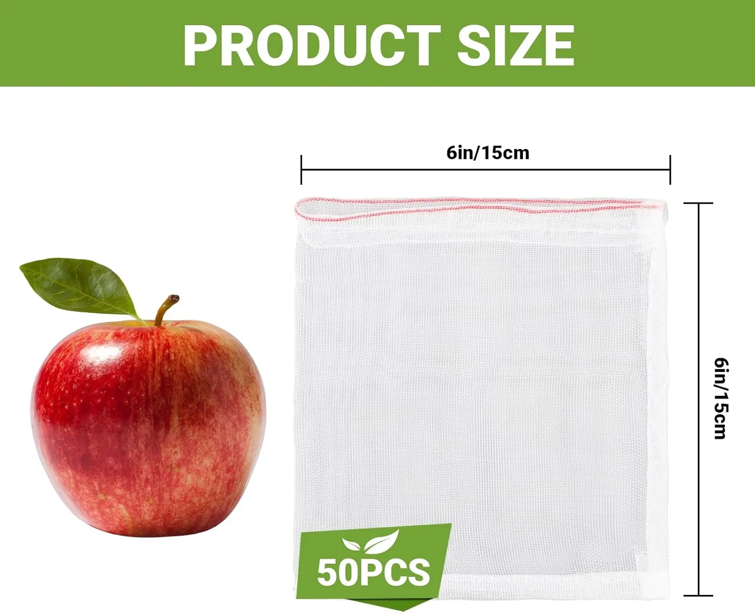Mesh Fruit Bags, 50pcs 6x6 Inch Netting With Drawstring for Plant Vegetables, Garden Protection Against Bird Insects Mosquito Pest Bug