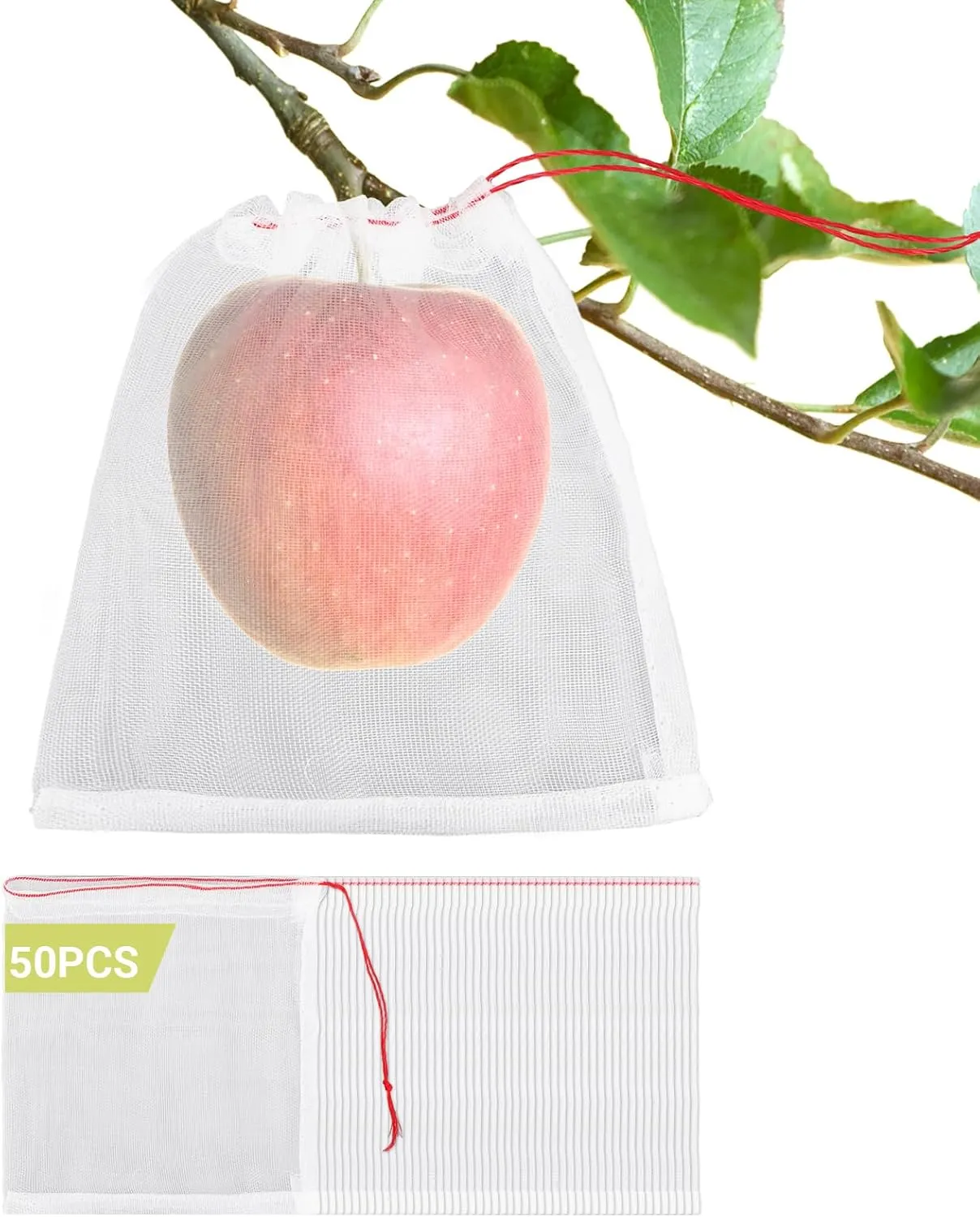 Mesh Fruit Bags, 50pcs 6x6 Inch Netting With Drawstring for Plant Vegetables, Garden Protection Against Bird Insects Mosquito Pest Bug