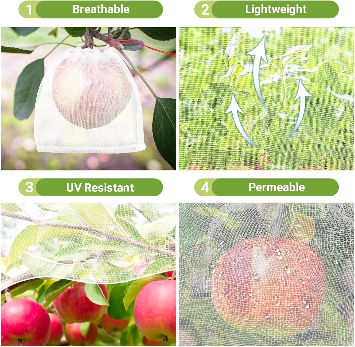 Mesh Fruit Bags, 50pcs 6x6 Inch Netting With Drawstring for Plant Vegetables, Garden Protection Against Bird Insects Mosquito Pest Bug