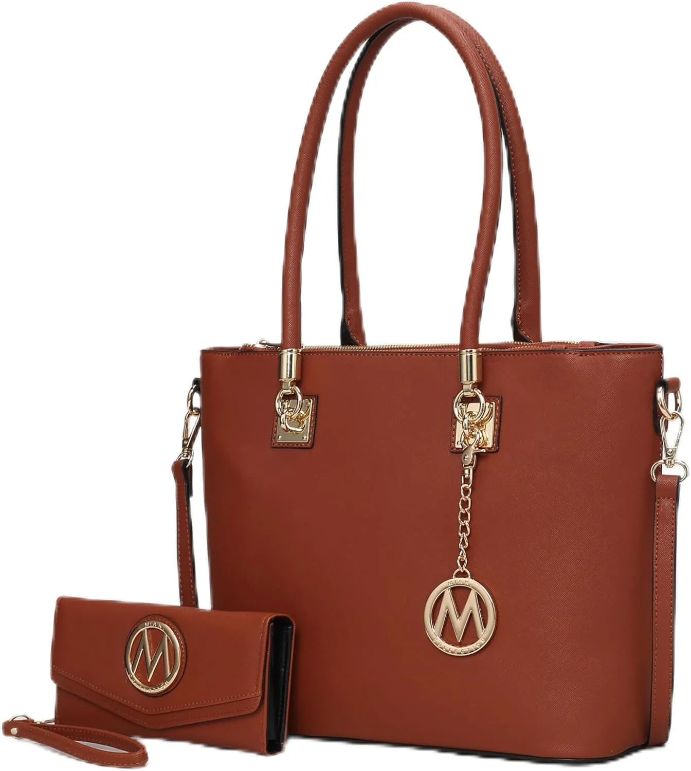 Mia K Collection Crossbody Shoulder Handbag for Women, PU Leather Pocketbook Top-Handle Purse Tote-Satchel Bag