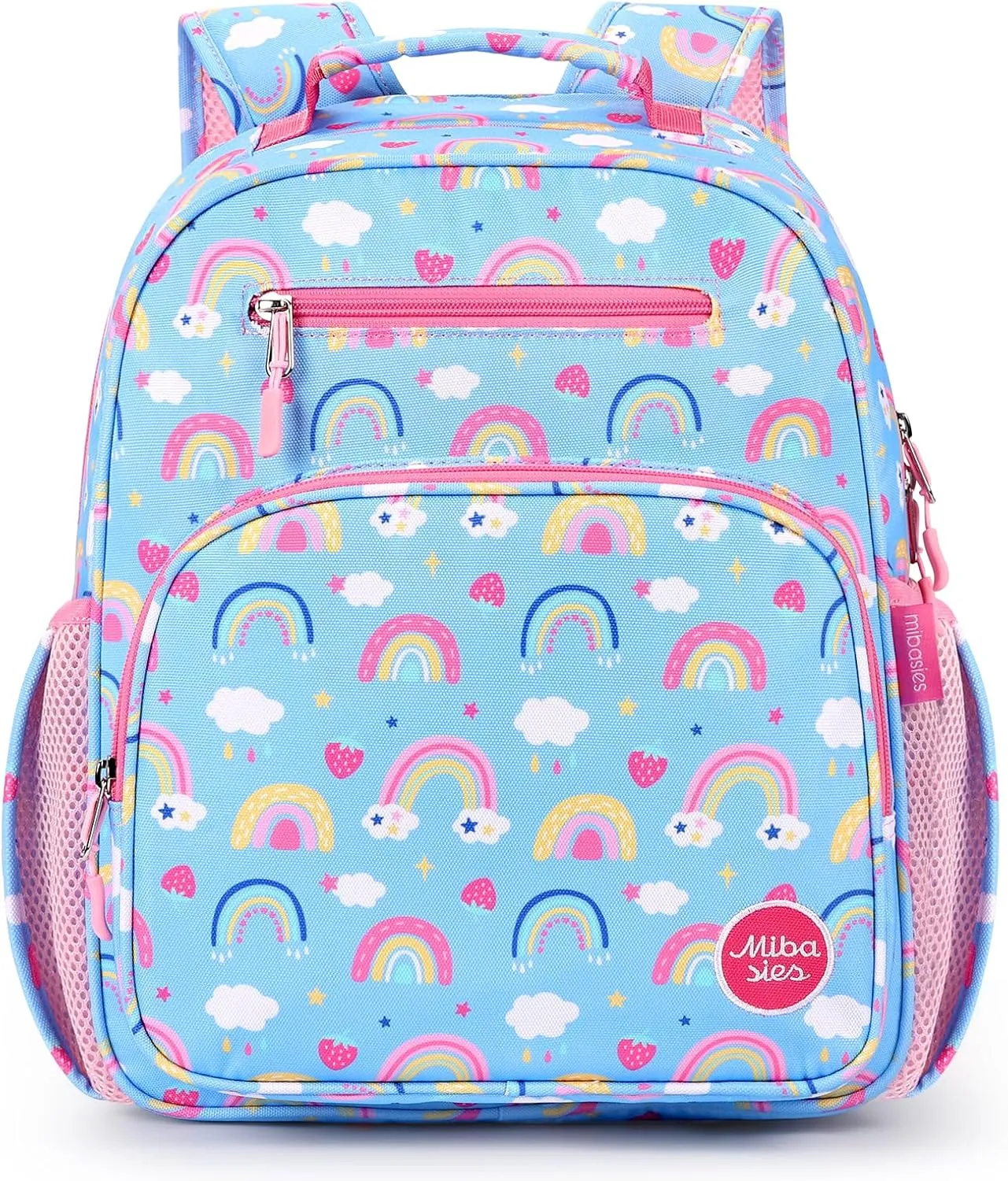 mibasies Kids Backpack for Girls: Girls Backpack 5-8 - Kindergarten Elementary School Bookbag for Girl - Rainbow Blue