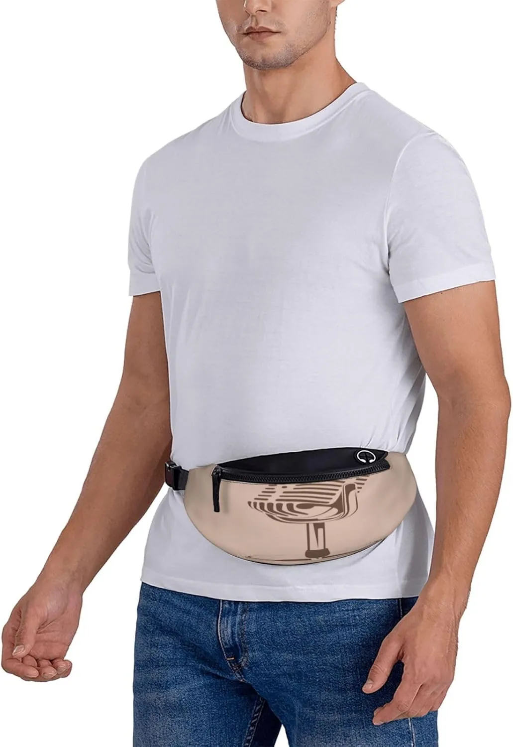 Microphone 1 Fanny Pack, Crossbody Waist Packs for Women Men Waist Bags with Adjustable Strap for Travel Running Hiking Sport