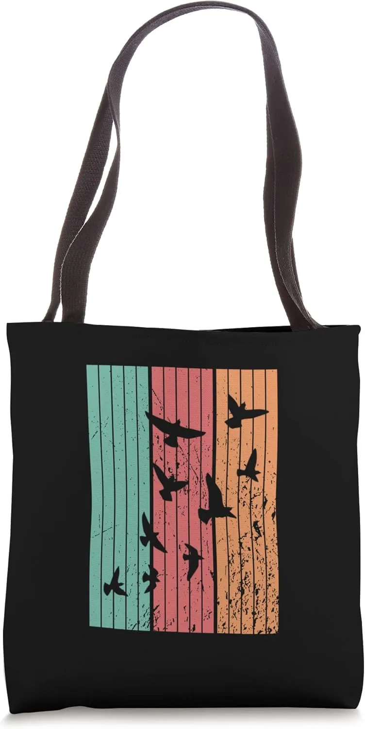 Migratory Birds Retro Design Bird Lovers Tote Bag