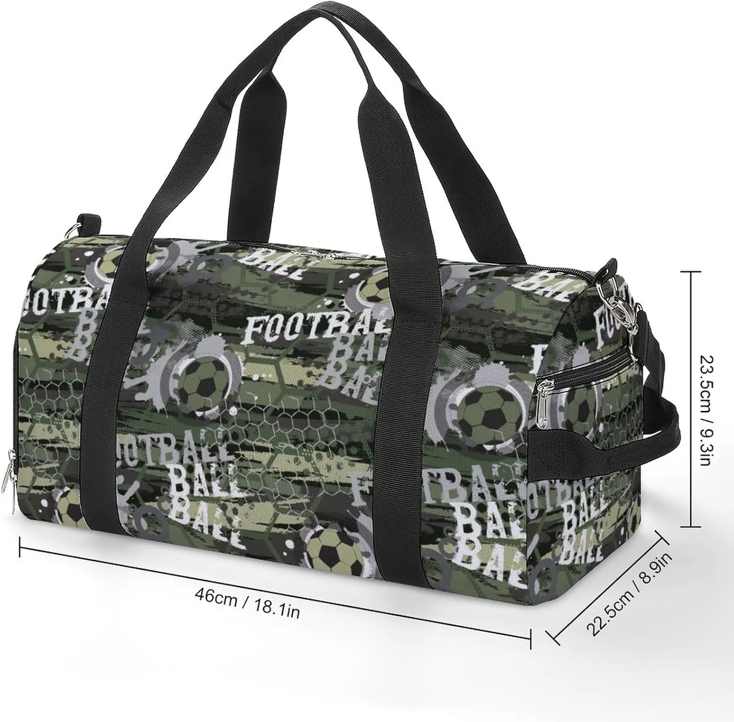 Militarys Football Pattern Water Resistant Gym Bag with Shoe Compartment, Travel Duffel Tote Bag Weekender Overnight Bag for Women Men
