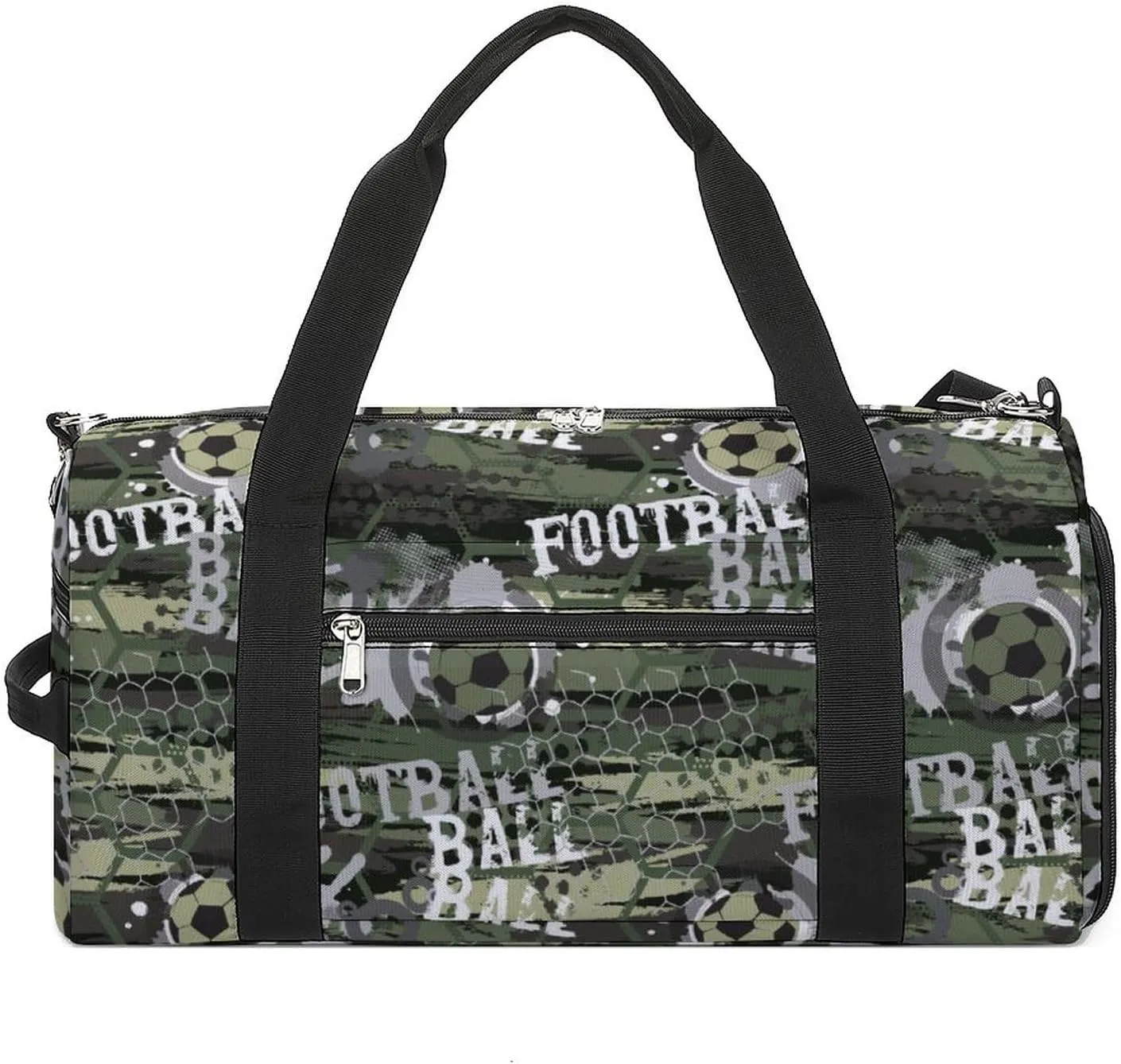 Militarys Football Pattern Water Resistant Gym Bag with Shoe Compartment, Travel Duffel Tote Bag Weekender Overnight Bag for Women Men