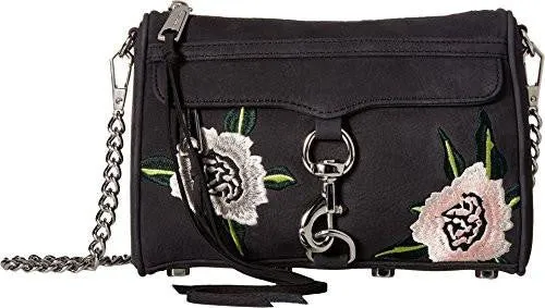 Mini Mac Black Embossed Crossbody Bag