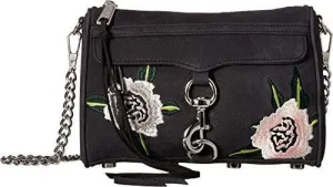 Mini Mac Black Embossed Crossbody Bag