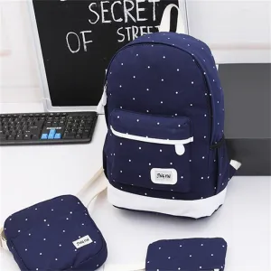 Miyahouse 3Pcs/Set Casual Dot Print Travel RucksackTeenage Girls Canvas Design