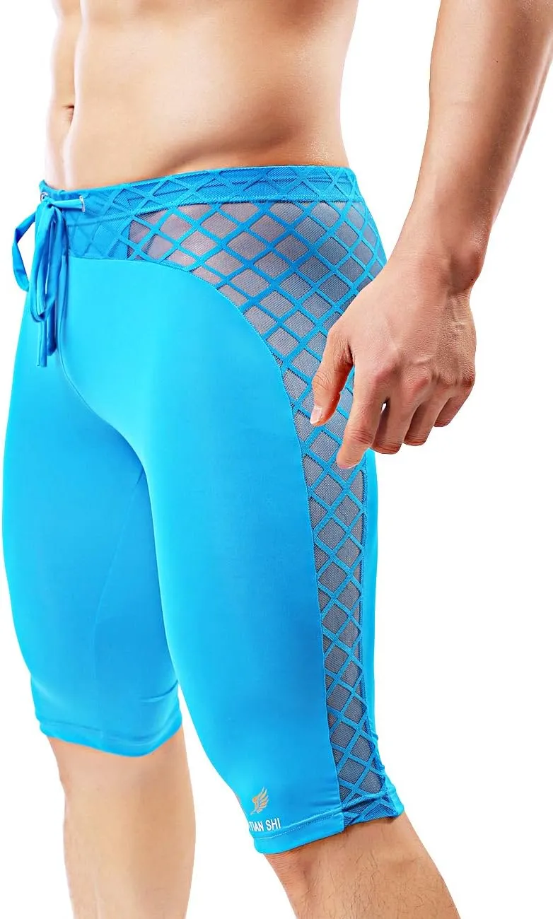 MIZOK Men's Soft Mesh Cool Dry Compression Yoga Workout Tight Shorts