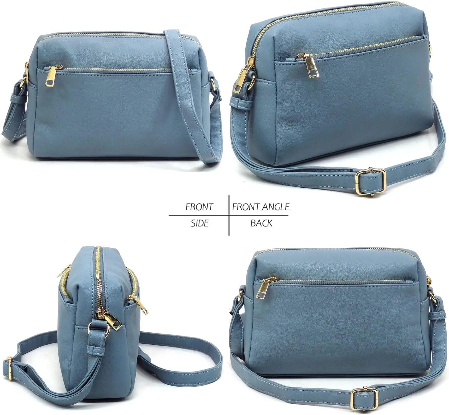 MIZUBA Fashion Triple Zip Pocket Crossbody Bag Multi Pocket Crossbody bag Satchel Purse