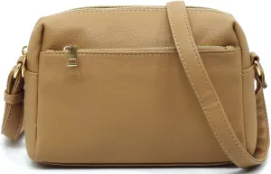 MIZUBA Fashion Triple Zip Pocket Crossbody Bag Multi Pocket Crossbody bag Satchel Purse