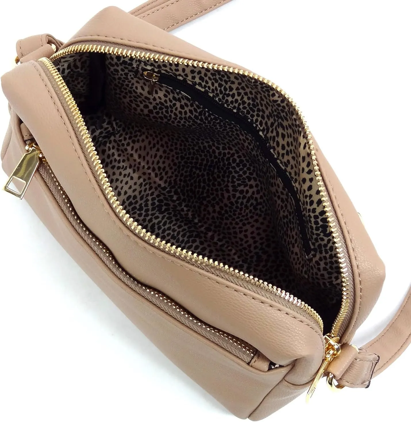 MIZUBA Fashion Triple Zip Pocket Crossbody Bag Multi Pocket Crossbody bag Satchel Purse