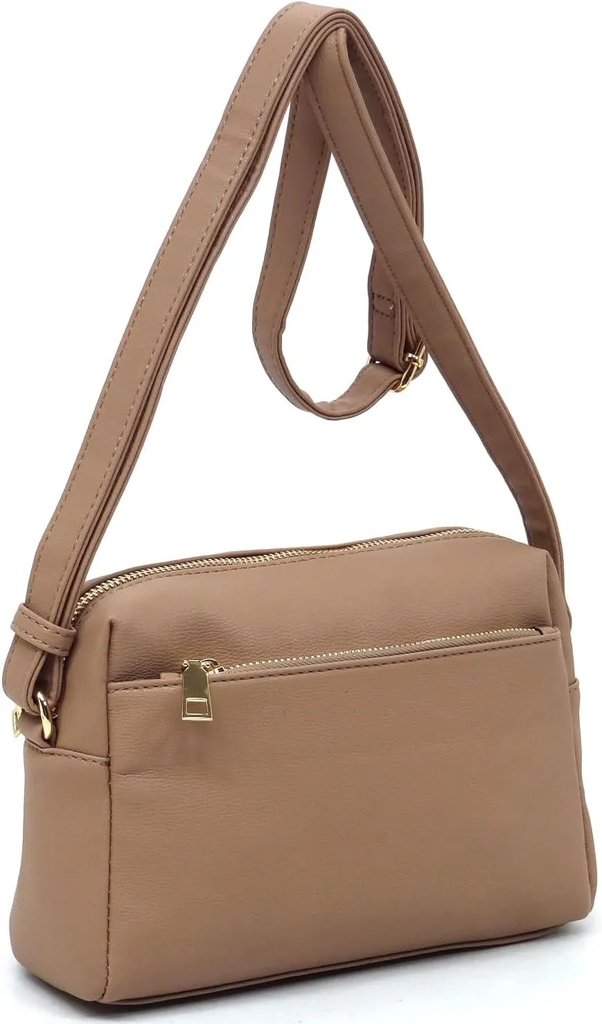 MIZUBA Fashion Triple Zip Pocket Crossbody Bag Multi Pocket Crossbody bag Satchel Purse