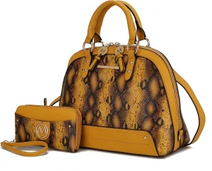 MKF Collection Satchel Bag for Women with Wristlet Wallet, Vegan Leather Top Handle Shoulder Bag Handbag Purse by Mia K