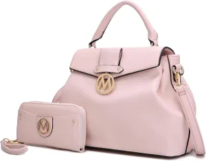 MKF Collection Satchel Bag for Women with Wristlet Wallet, Vegan Leather Top Handle Shoulder Bag Handbag Purse by Mia K