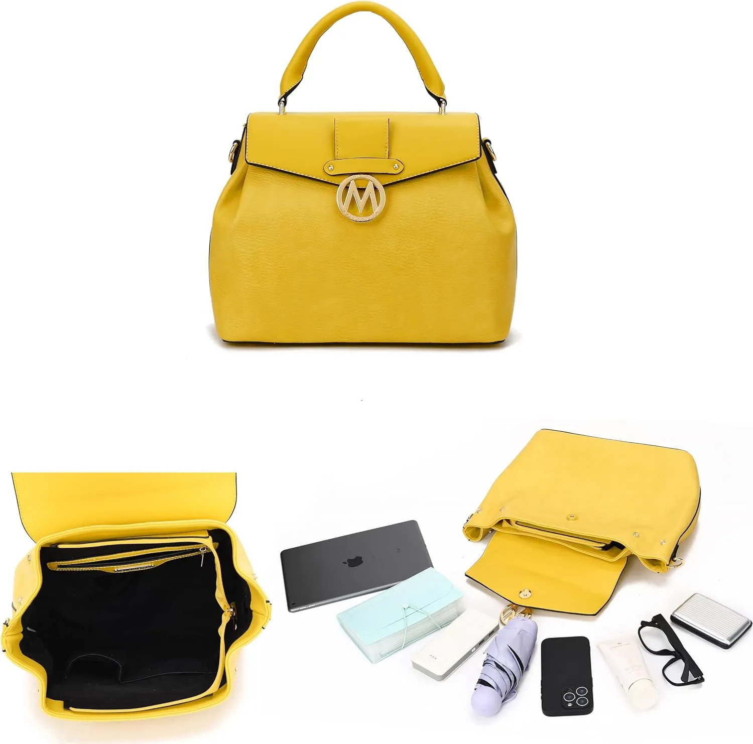 MKF Collection Satchel Bag for Women with Wristlet Wallet, Vegan Leather Top Handle Shoulder Bag Handbag Purse by Mia K
