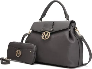 MKF Collection Satchel Bag for Women with Wristlet Wallet, Vegan Leather Top Handle Shoulder Bag Handbag Purse by Mia K