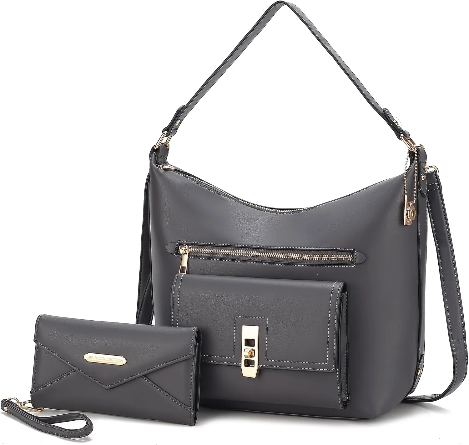 MKF Collection Shoulder Bag for Women & Wristlet Wallet, Vegan Leather Handbag Set Top-Handle Satchel Tote Handbag Purse