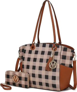 MKF Collection Shoulder Bag for Women, Vegan Leather Top-Handle Crossbody Purse Tote Satchel Handbag