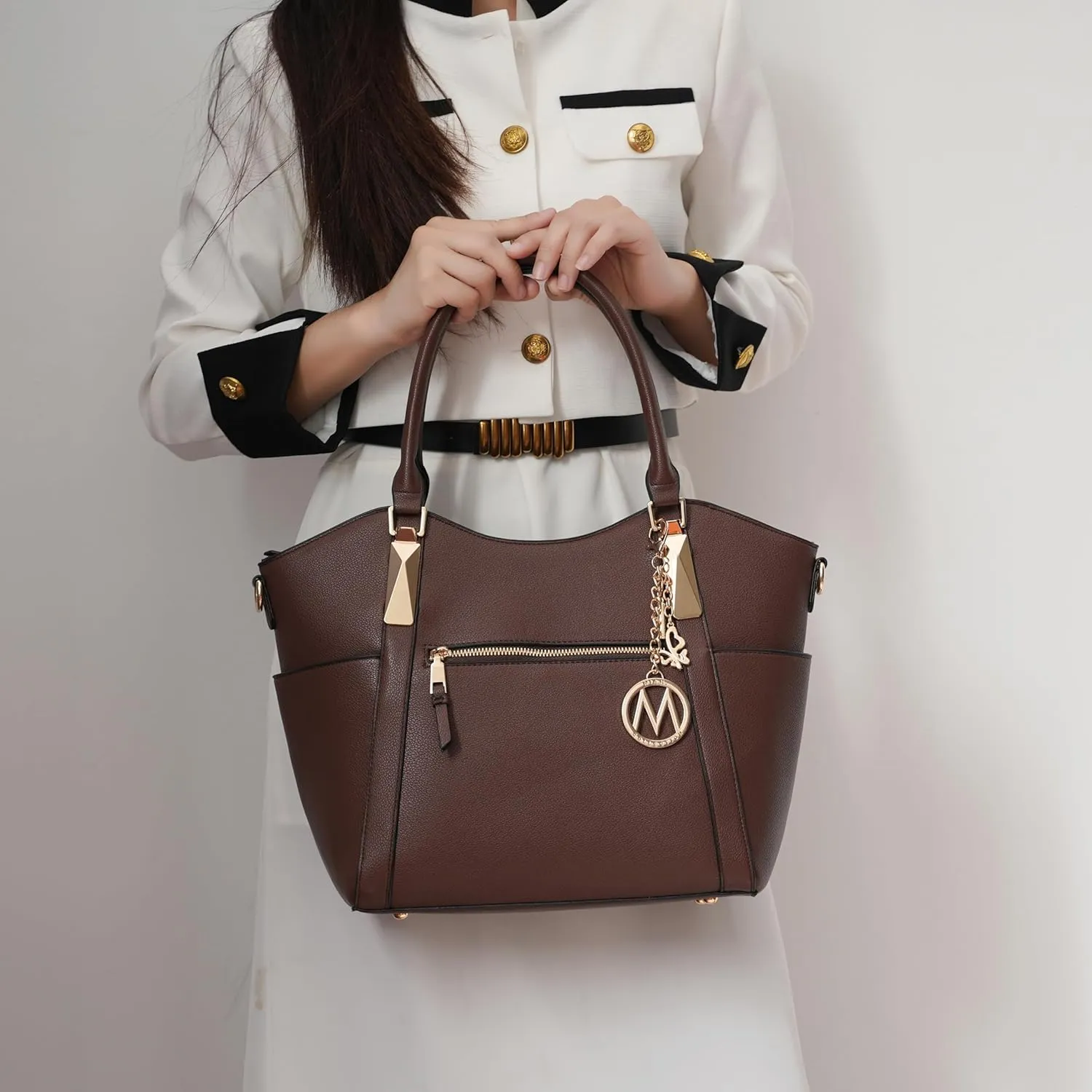 MKF Collection Tote Satchel Handbag for Women: PU Leather Shoulder Bag – Top-Handle Purse, Ladies Pocketbook By Mia K