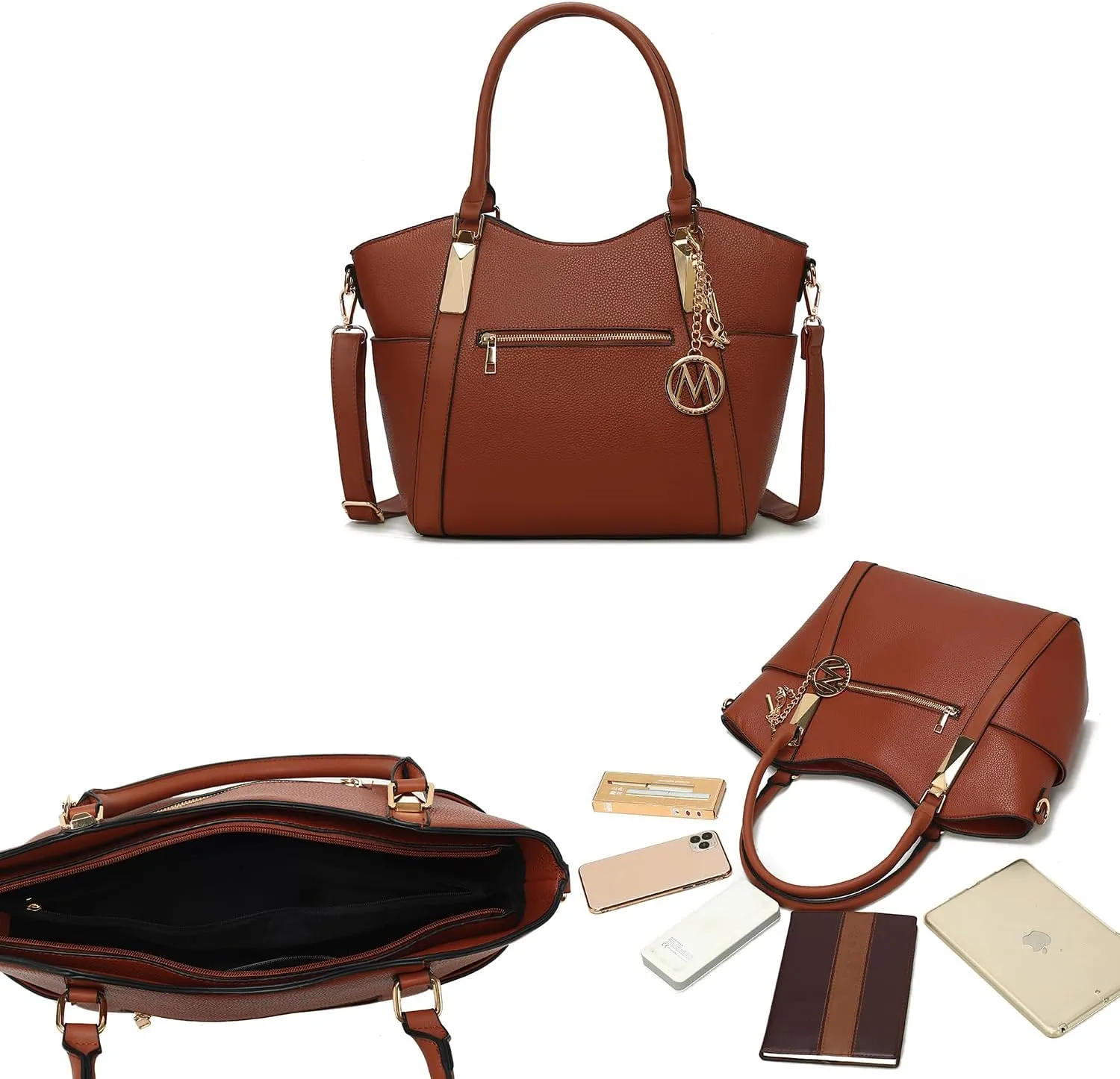 MKF Collection Tote Satchel Handbag for Women: PU Leather Shoulder Bag – Top-Handle Purse, Ladies Pocketbook By Mia K