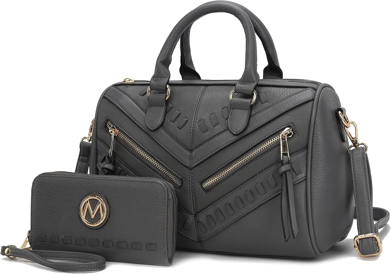 MKF Collection Women's Satchel Bag with Wallet, Vegan Leather Top Handle Shoulder Handbag Crossbody Purse