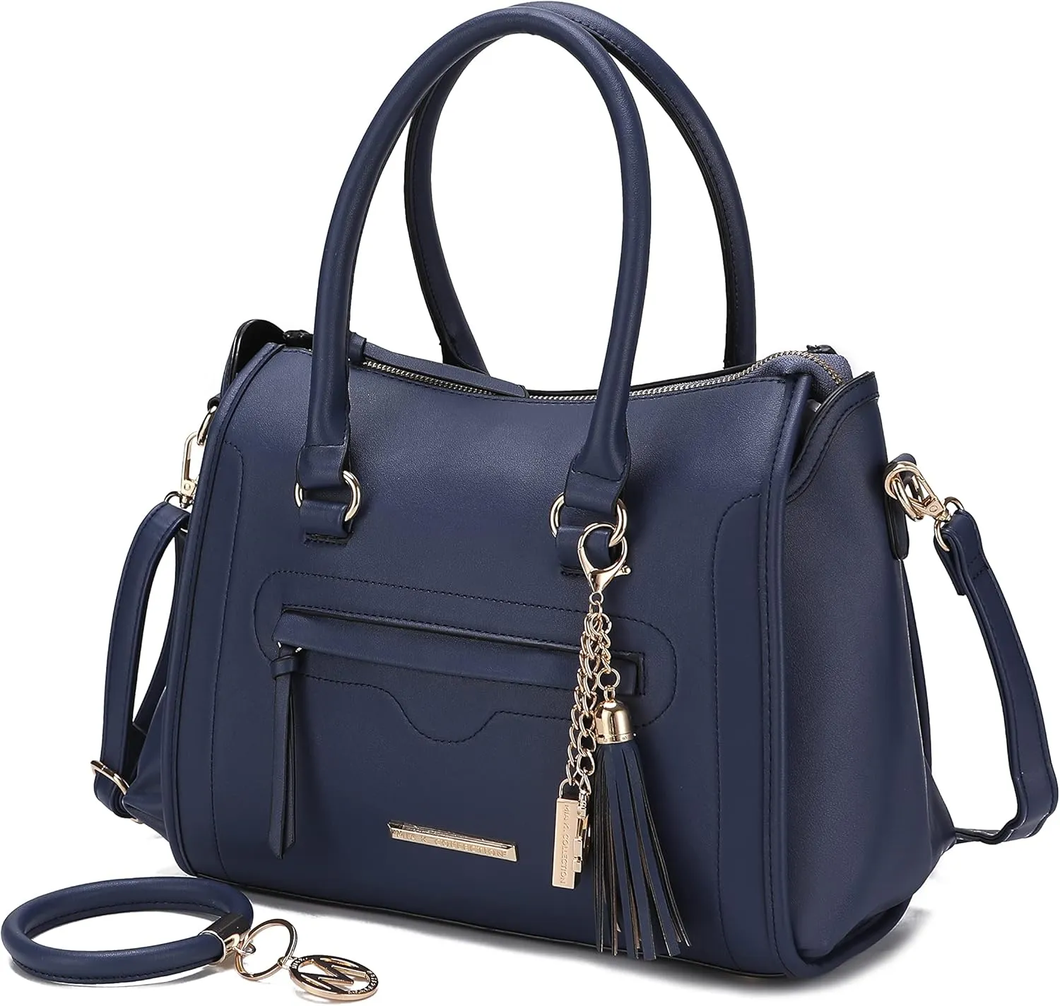 MKF Collection Women's Shoulder Bag, PU Leather Purse, Satchel Bag Crossbody Strap, Top Handle Large Handbag by Mia K