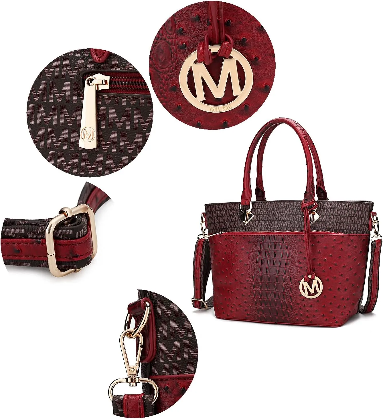 MKF Crossbody Shoulder Bag for Women – PU Leather Top Handle Pocketbook – Roomy Tote Satchel Handbag Purse M Charm