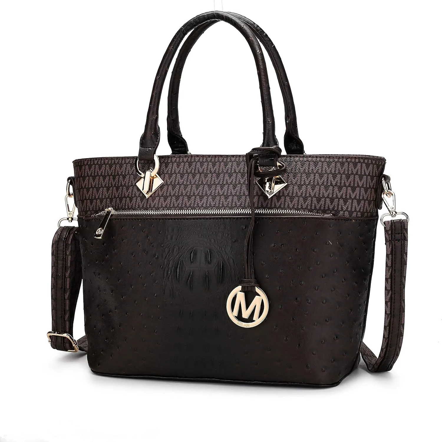 MKF Crossbody Shoulder Bag for Women – PU Leather Top Handle Pocketbook – Roomy Tote Satchel Handbag Purse M Charm