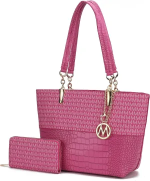 MKF Shoulder Bag for Women & Wallet Purse Set: PU Leather Tote Handbag – Top-Handle Stylish Satchel Pocketbook