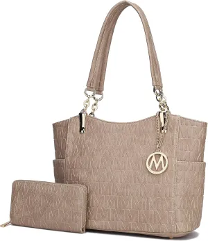 MKF Shoulder Bag for Women & Wallet Purse Set: PU Leather Tote Handbag – Top-Handle Stylish Satchel Pocketbook