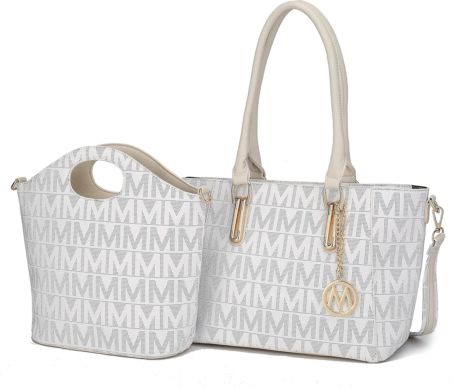 MKF Tote Shoulder Bag, Satchel Handbag for Women Set PU Leather Top Handle Purse, Gold-Tone Hardware