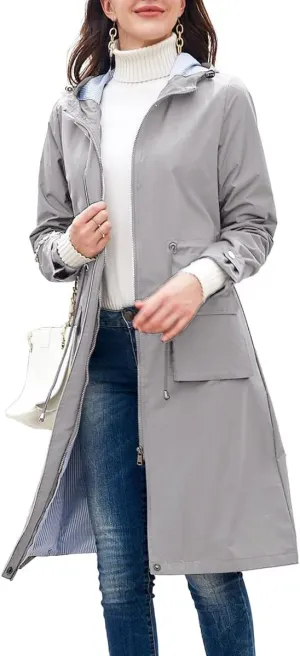 MODFUL Womens lightweight Jackets Waterproof Rain Jacket Windbreaker Outdoor Trench Coats With Hood